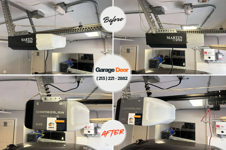 Before and after: garage door repair Oakdale, PA